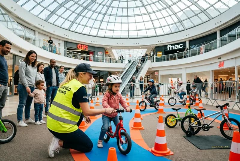 Animation vélo en centre commercial à Paris, cours de vélo en Île-de-France